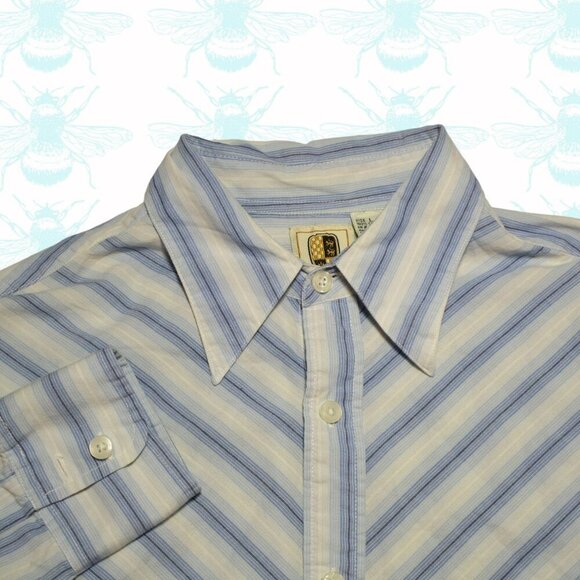Vintage DaVinci Blue Striped Long Sleeve Button Up Men's Size - L - Picture 1 of 5